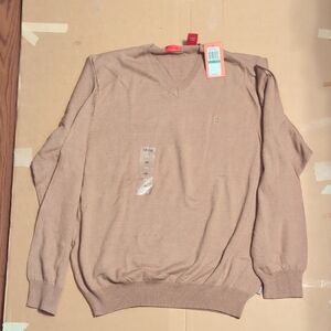 Izod V-Neck Sweater in Light Brown